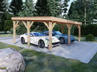 Aethelstan double wooden carport 04