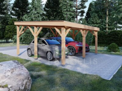Aethelstan double wooden carport 04