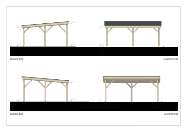 Aethelstan double wooden carport facade