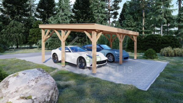 Aethelstan double wooden carport 04