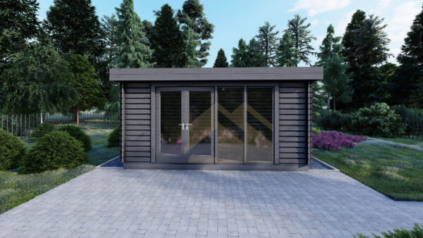 Log cabin office anthracite 44mm 02