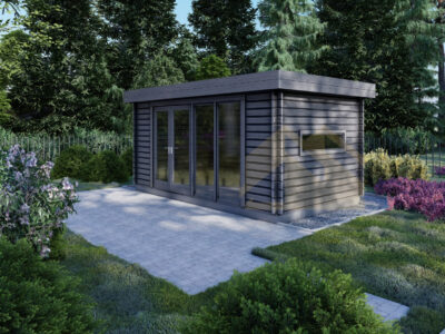 Log cabin office anthracite 44mm 04