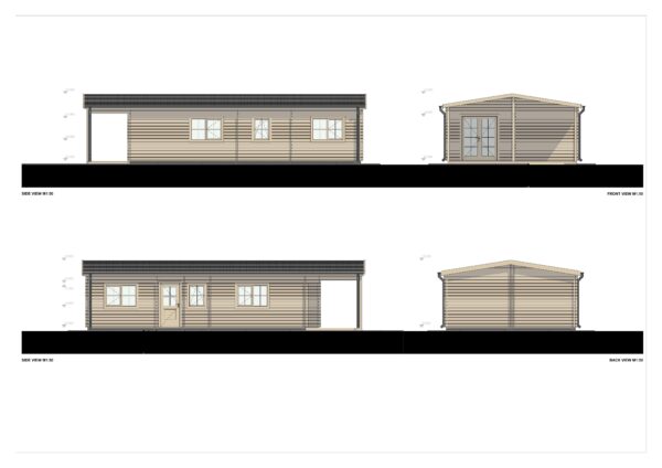 residential log cabin house bettles 44mmm facade