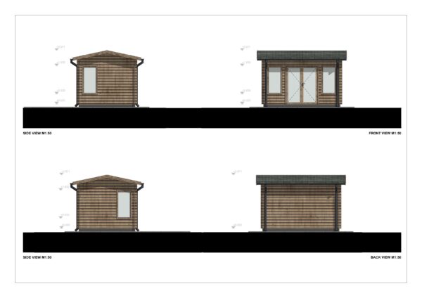 wooden office poolhouse 44mm facade