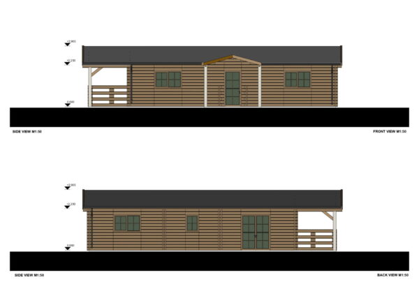 Log Cabin Esmee (Insulated, 44+44 mm), 63m²