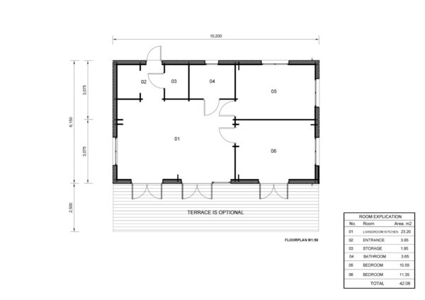 Wooden House Lotte (Insulated 44 mm + cladding), 63 m²