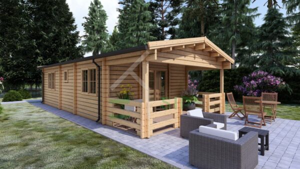 Log Cabin Paul (44+44 mm), 42 m² + 10 m² Terrace