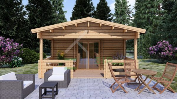 Log Cabin Paul (44+44 mm), 42 m² + 10 m² Terrace