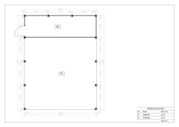 Carport With Shed Kit Elsdon, 44 m²
