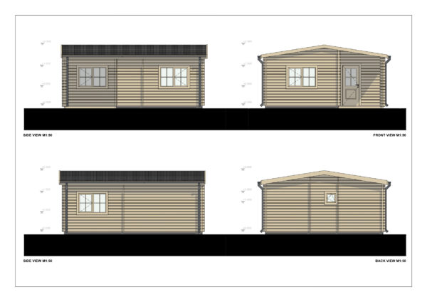 Garden Log Cabin 44mm Antigonos, 32 M²