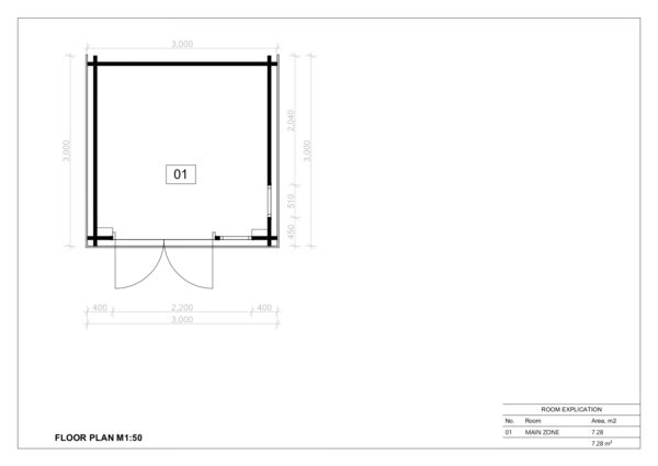 Garden Office Room Stephen 44mm, 3×3, 9 m²
