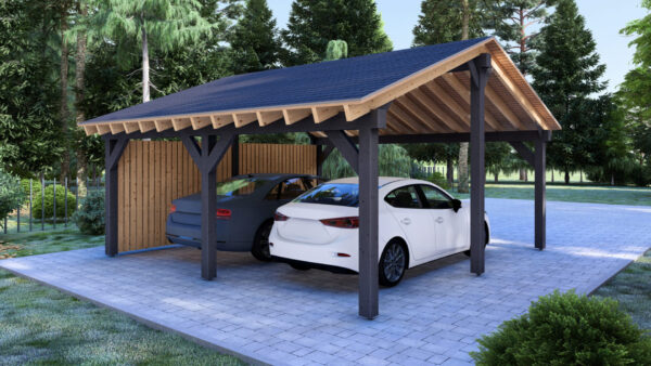 Double Wooden Carport Jurre, 6×6 m