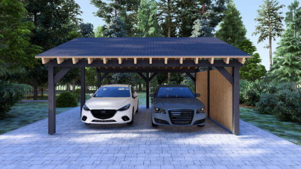 Double Wooden Carport Jurre, 6×6 m