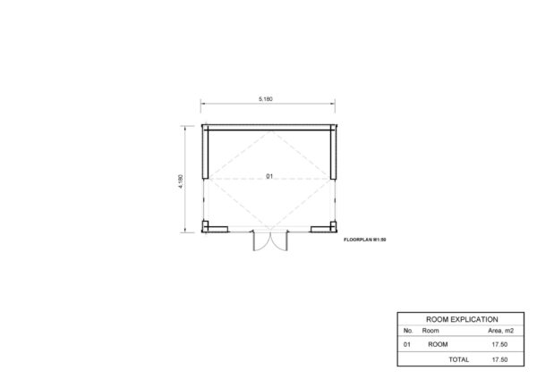 Wooden house Arjen (34 mm + cladding), 20m²