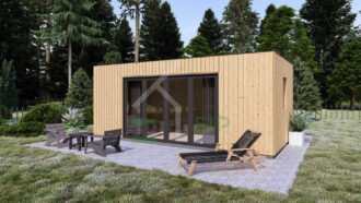 Houten Huis Hugo (Geïsoleerd, 34mm + gevelbekleding), 15m²