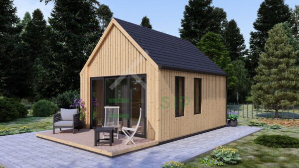 Wooden House Frank (Premium Insulated 44 mm + Cladding), 20 m²