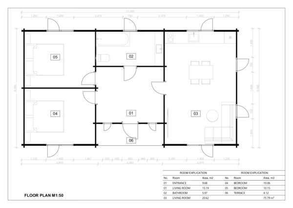 Log Cabin House With Loft 44mm Seleukus, 72 M²