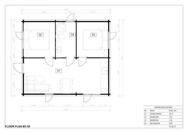 Log Cabin Office Caesarius, 37 M²