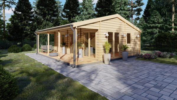 Log Cabin With Terrace Houston 44mm, 7.9×8, 63 M²
