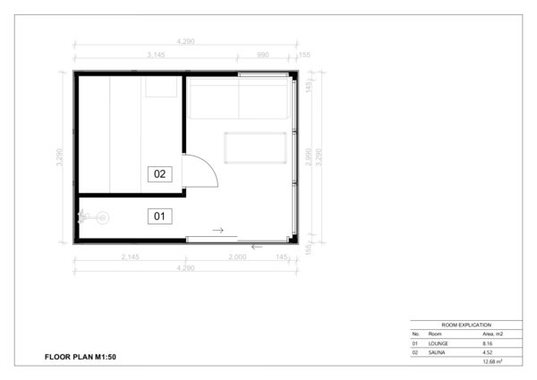 Modern Sauna Anthracite, 3×4, 12 m²
