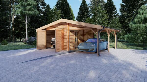 Wooden Carport Garage Perdikkas, 37 m²