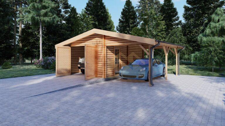 Wooden Carport Garage Perdikkas, 37 m²