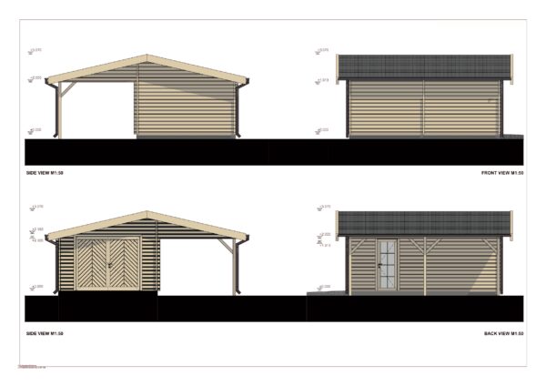 Wooden Carport Garage Perdikkas II, 37 m²