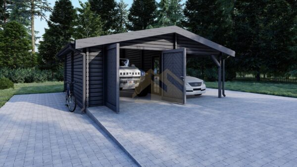 Wooden Carport Garage Perdikkas II, 37 m²