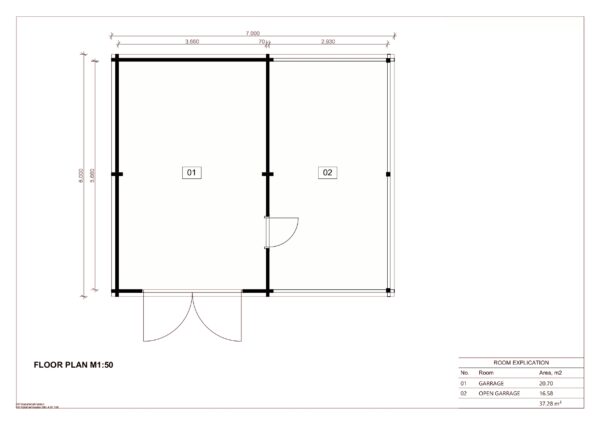 Wooden Carport Garage Perdikkas II, 37 m²