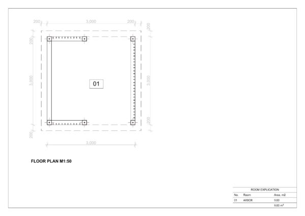 Wooden Gazebo Kiana, 3×3, 9 M²