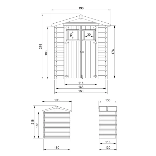Tool shed with floor SH513 – 180 x 130 cm – 2 m2