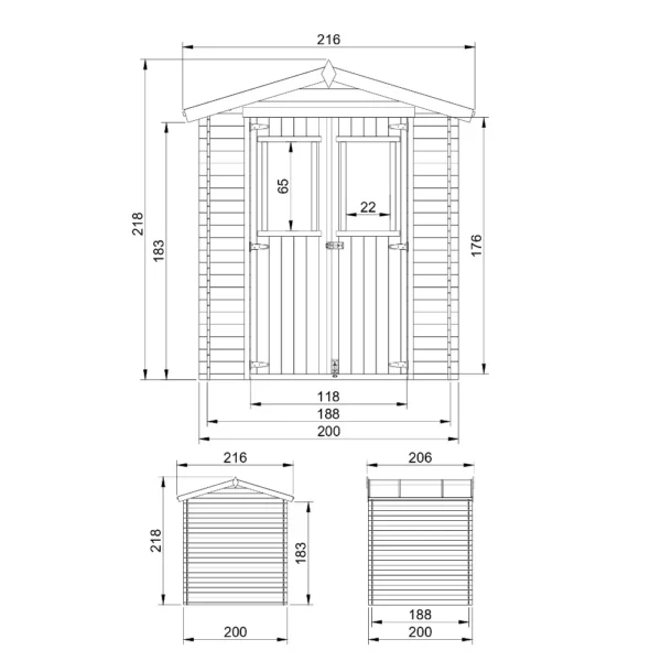 Garden shed with floor SH535 – 200 x 200 cm – 4 m2