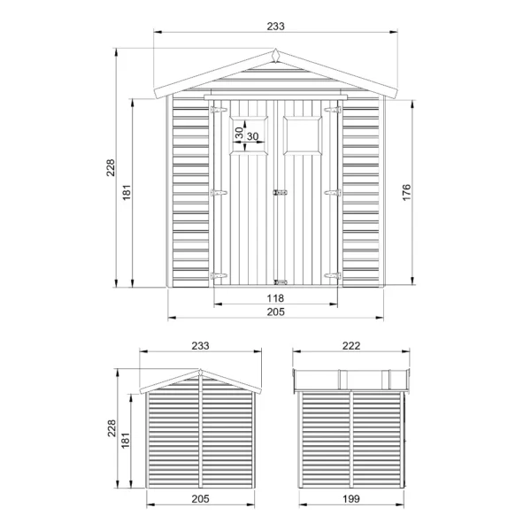 Tool shed with floor SH545 – 205 x 199 cm – 4 m2