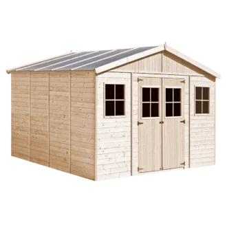 Garden shed in wood with floor SH590- 401 x 395 cm – 16 m2
